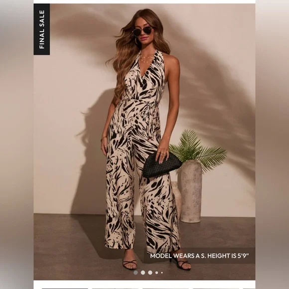 Aakaa Pants Jumpsuits Brand New Vici Leiden Abstract Halter - Main Image